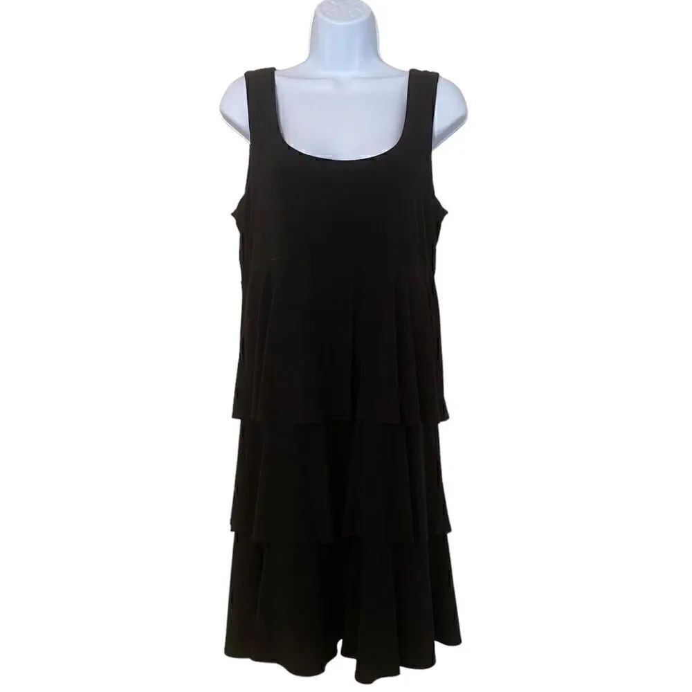 Dress Barn Simple Black Tiered Ruffled Dress